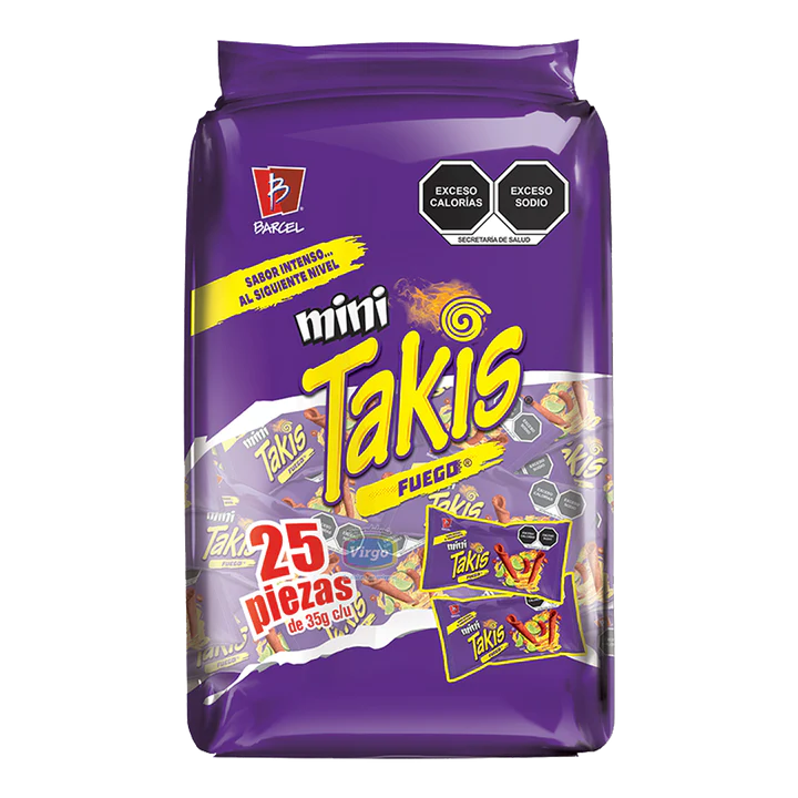 BARCEL MINI TAKIS FUEGO 3 25 PZAS